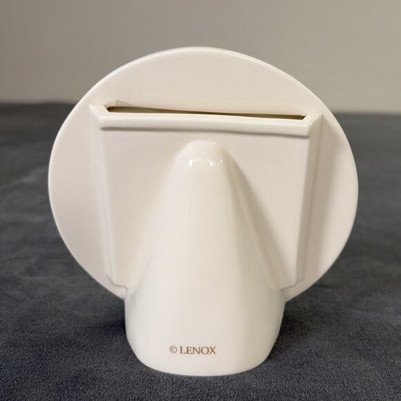 3) Lenox Ivory Porcelain Picture Frame Round 14k Gold Trim 5 " Tall EUC Charity - Picture 4 of 9